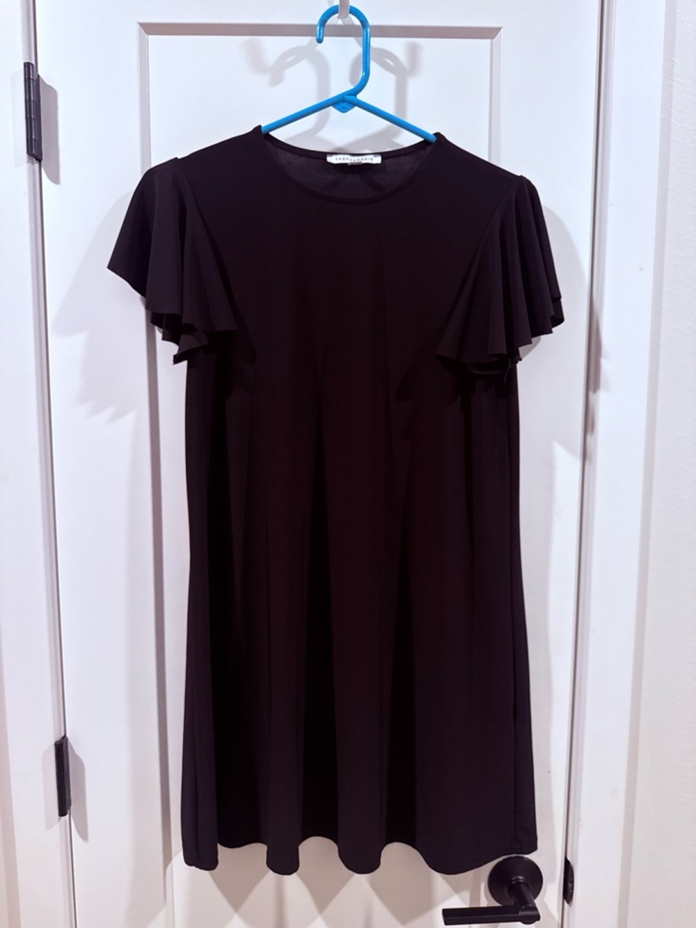 Black Flutter-Sleeve Mini Dress